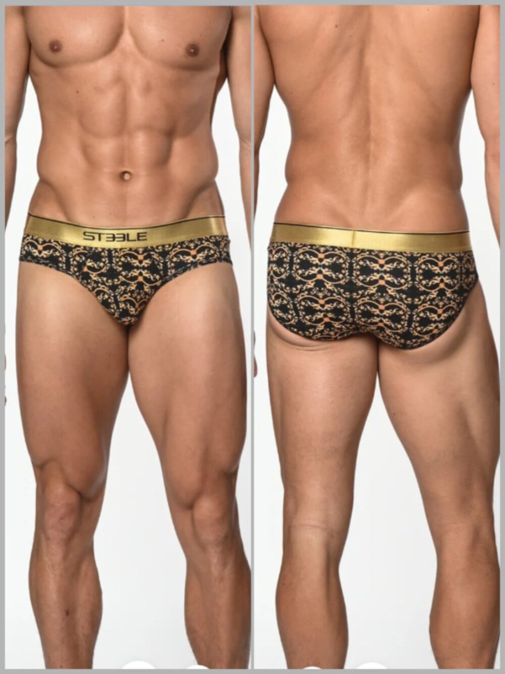 ST33LE - Black Gold Filigree Recycled Polyester Low-rise Brief (M) - Picture 2 of 8